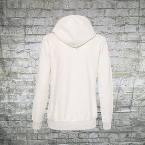 A Tech Womens Hoodie Oatmeal Terry Lace with Peach Logo