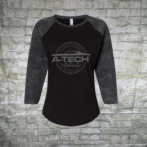 A Tech Ragland Black with Cam Sleeve Gray Logo