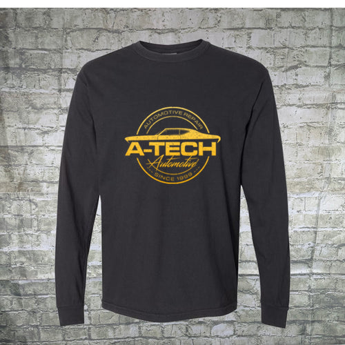 A Tech Long Sleeve Tee Black Yellow logo