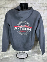 Load image into Gallery viewer, A Tech Hoodie Dark Heather with logo front and back